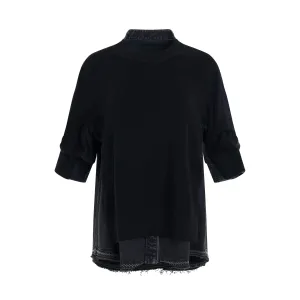 Short Sleeve Denim Pullover in Black