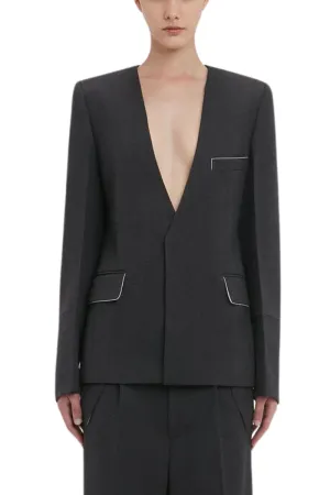 Shrunken Collarless Jacket