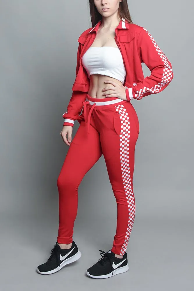 Side Checkered Tracksuit