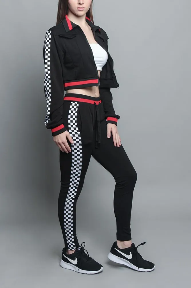 Side Checkered Tracksuit