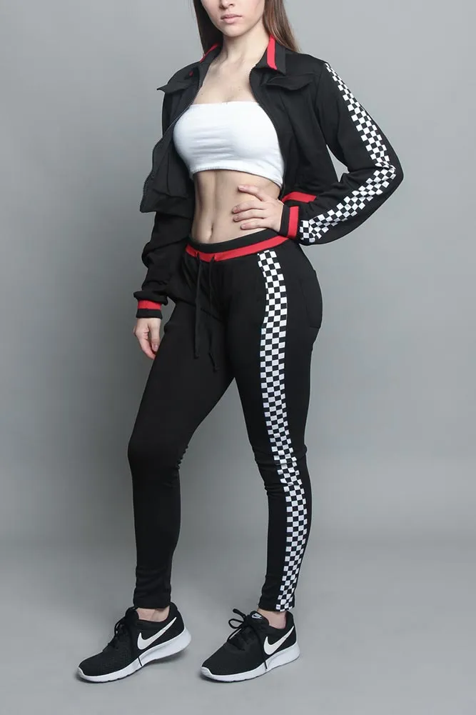 Side Checkered Tracksuit
