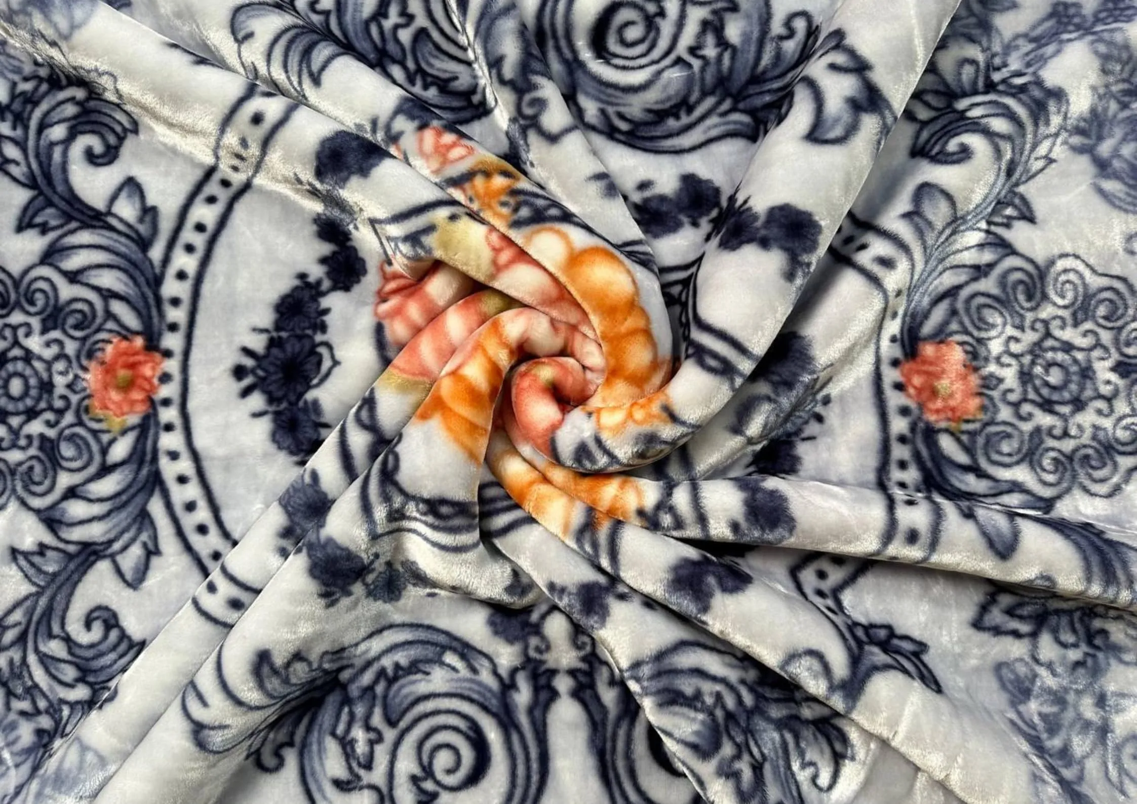 Signature Blanket Extra Soft Double Layered Blanket for Heavy Winters (Light Grey & Blue)