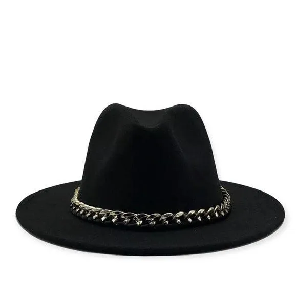 Silver Chunky Chain Fedora Hat