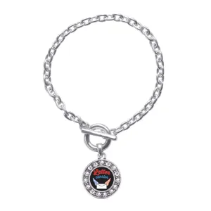 Silver Letter Carrier Circle Charm Toggle Bracelet