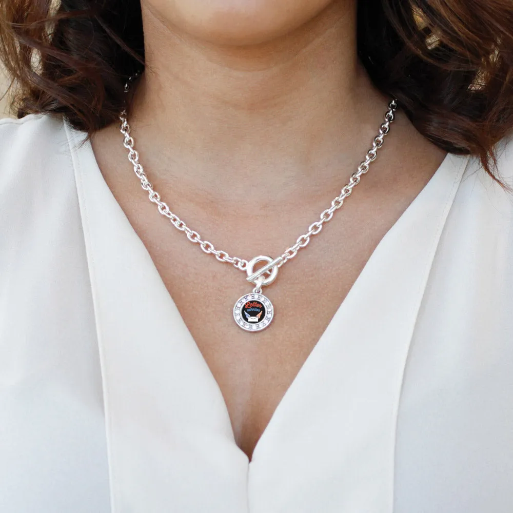 Silver Letter Carrier Circle Charm Toggle Necklace