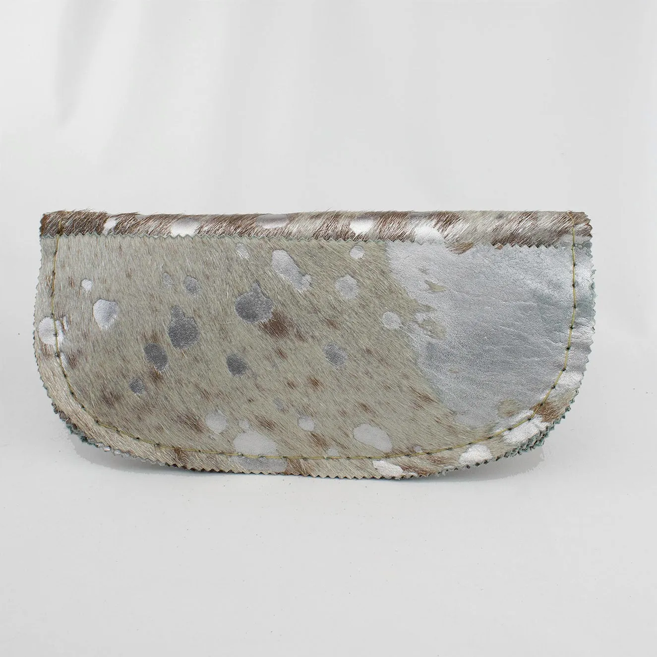 Silver Printed Leather Brindle Evening Clutch