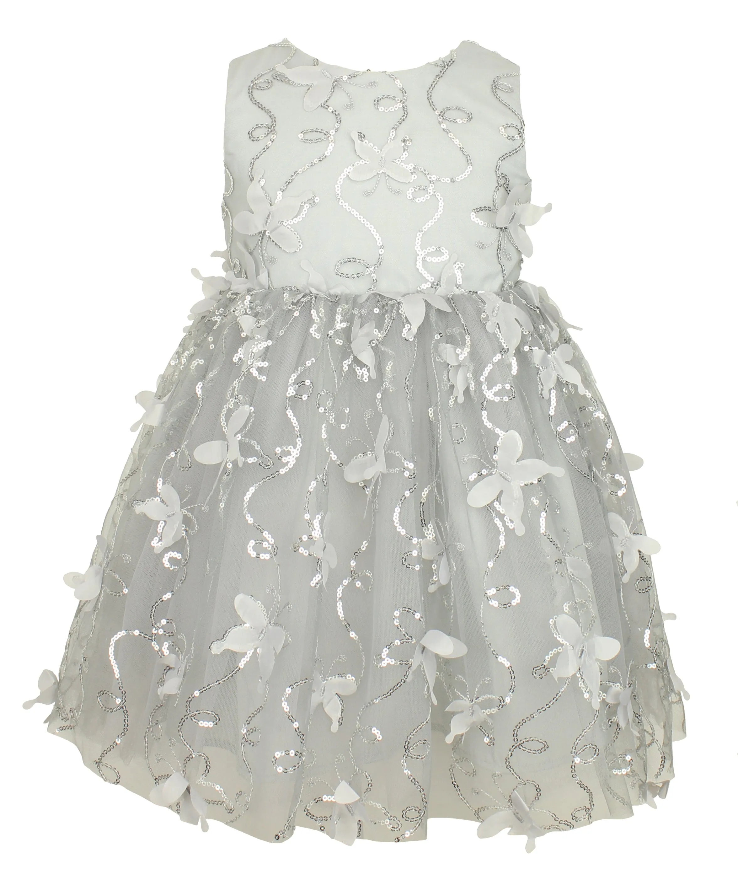 Silver Sequin Butterfly Dress