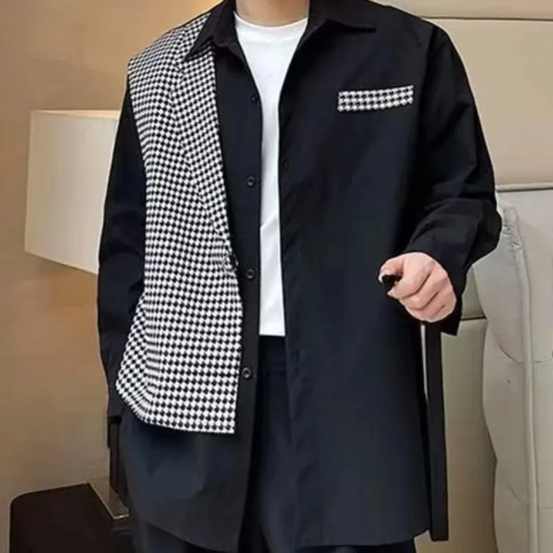 Simple Patchwork Spliced Loose Shirt