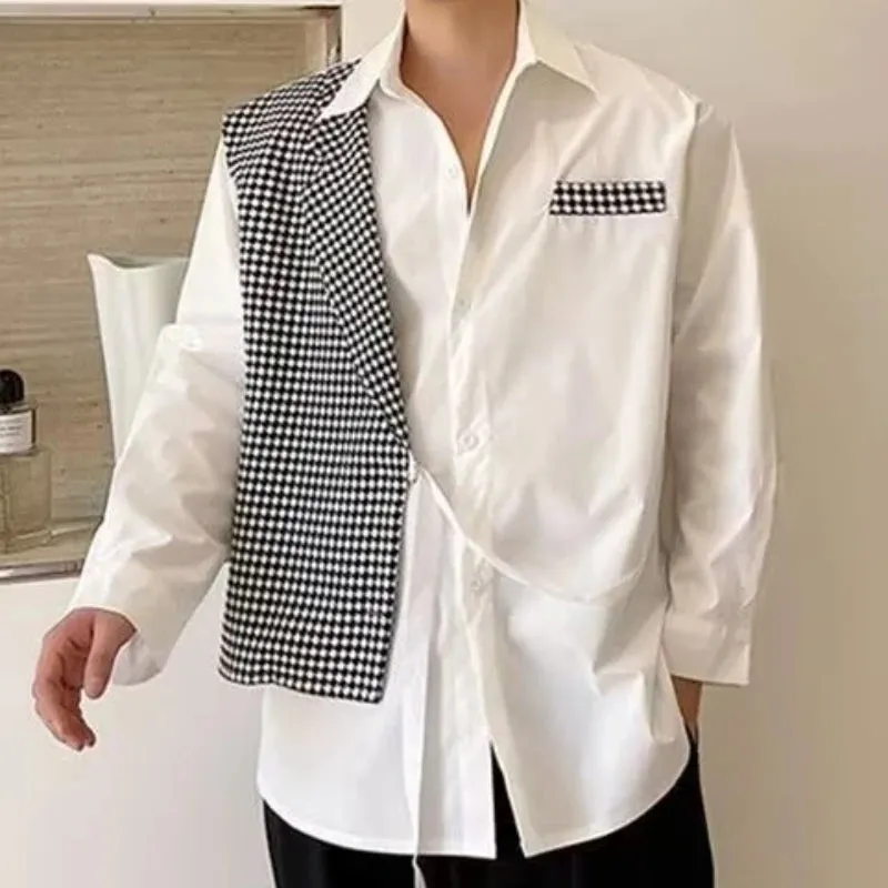 Simple Patchwork Spliced Loose Shirt