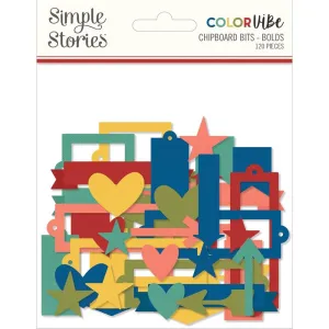Simple Stories Colour Vibe - Chipboard Bits & Pieces 120 pack - Bolds*