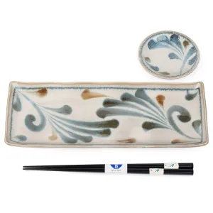 Single Person Karakusa Brush Blue Sushi Set