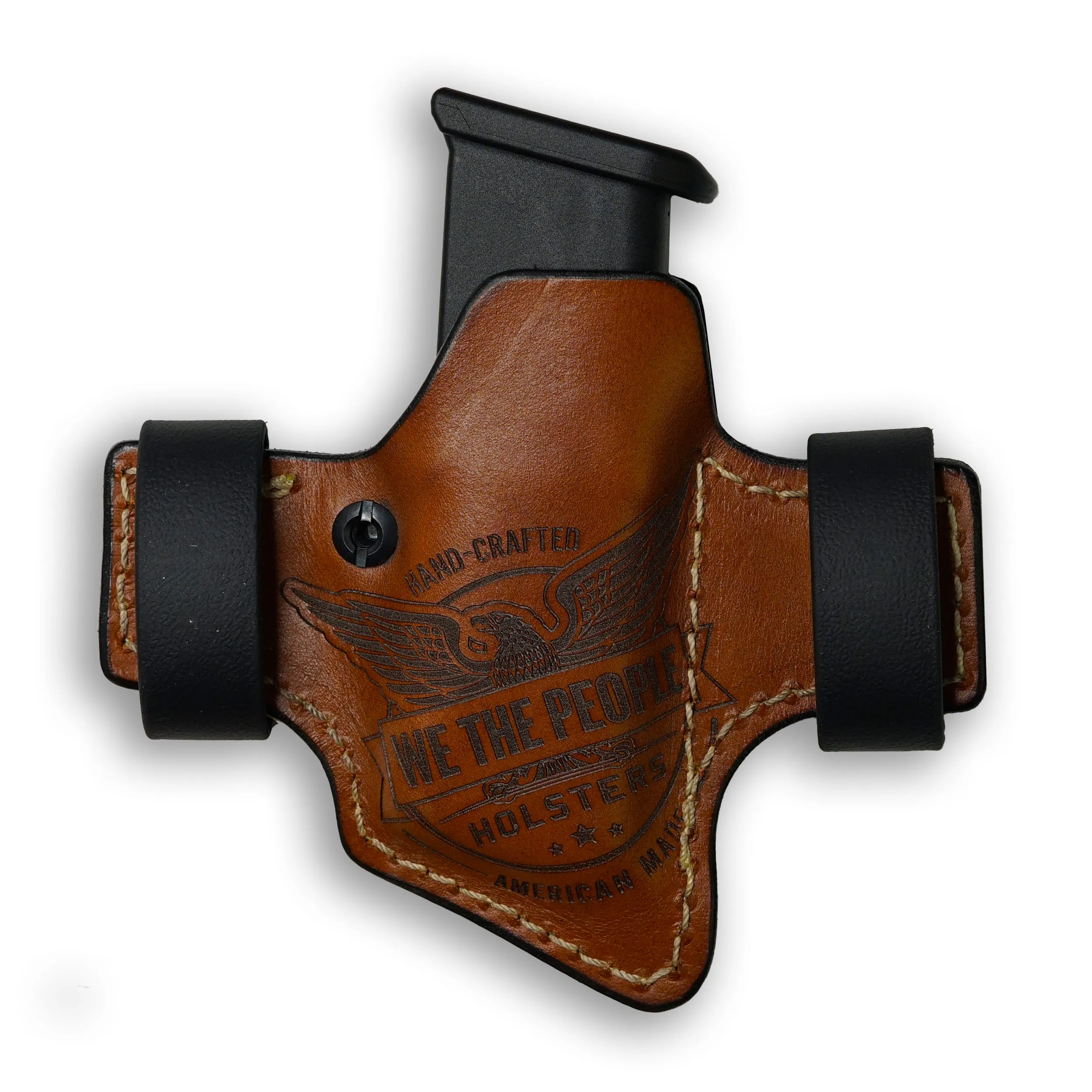 Single Stack Compact/Full 9MM/.40/380/45 Independence Leather OWB Magazine Carrier / Holster