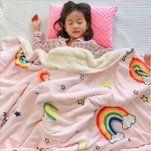 SINOTAO  -  4 Sizes Winter Warm Baby Berber Fleece Blankets Sofa Sleeping Blanket Thickened Warm Plush Coral Fleece Baby Bed Sleeping Quilt