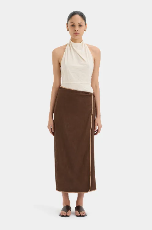 SIR. Affogato Twist Skirt - Chocolate