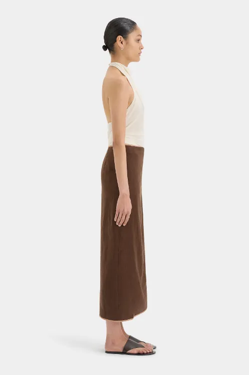 SIR. Affogato Twist Skirt - Chocolate