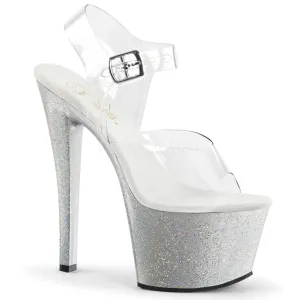 SKY-308MG Silver Glitter, 7" Heel