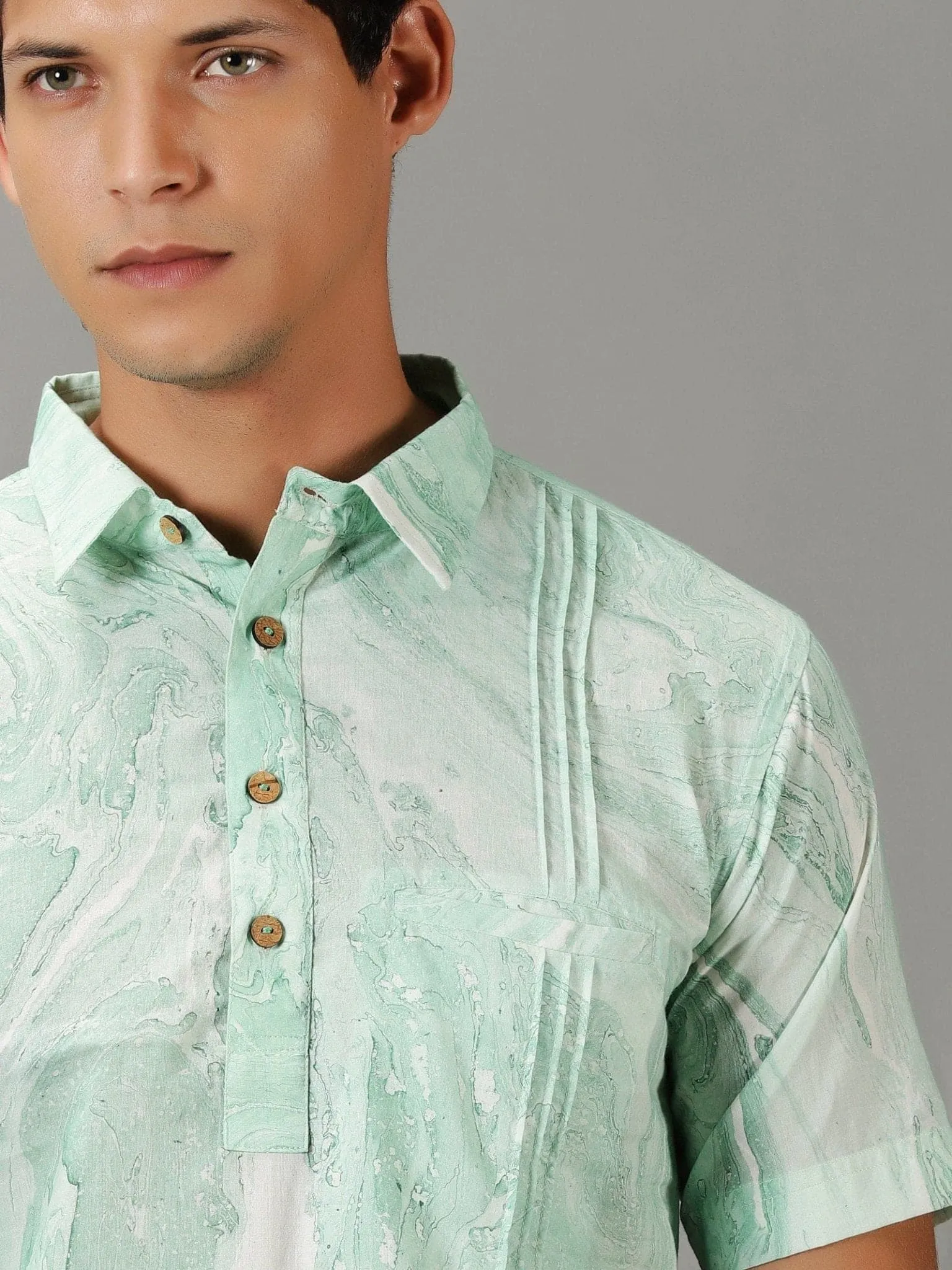 Sky Blue Marble Dyed Men's Shirt.