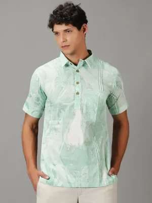 Sky Blue Marble Dyed Men's Shirt.