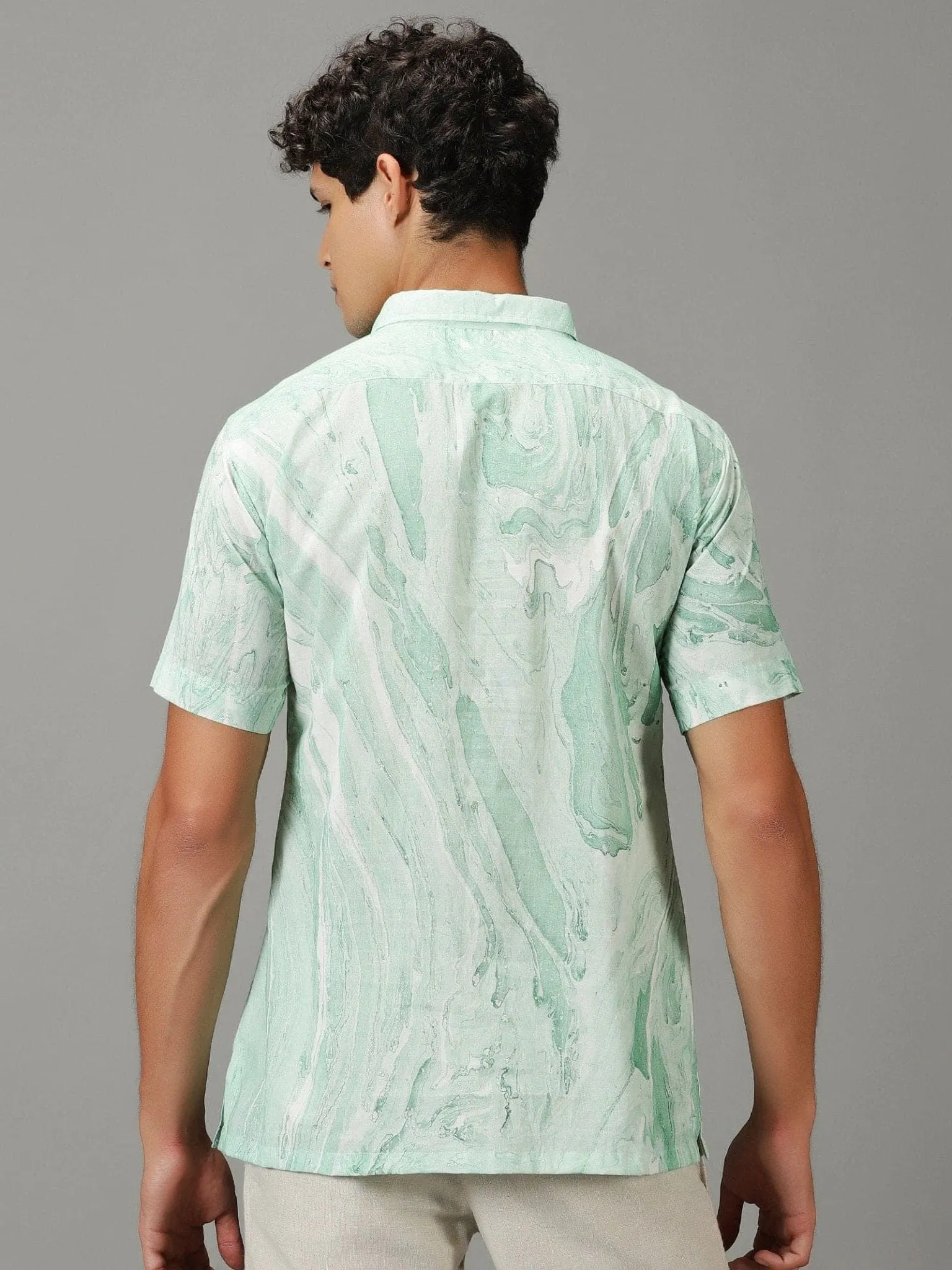 Sky Blue Marble Dyed Men's Shirt.