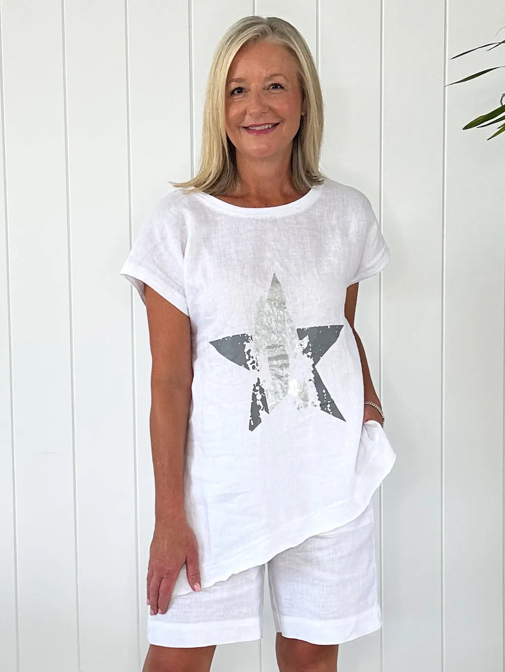 Skyla Star Top - White