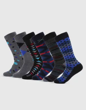 Sleek Flair Dress Crew Socks 6 Pack