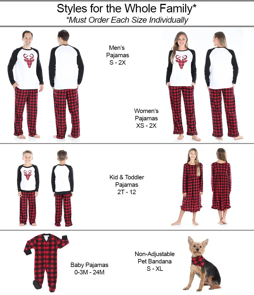SleepytimePjs Christmas Family Matching Winter Fleece Deer Buffalo Plaid Pajamas