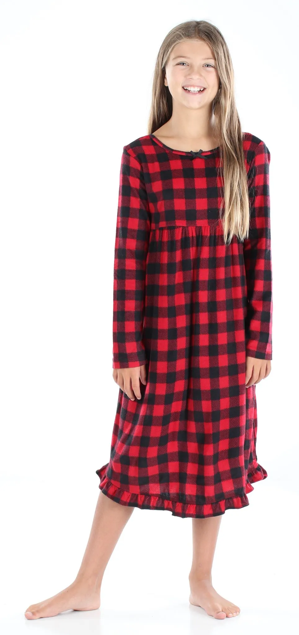 SleepytimePjs Christmas Family Matching Winter Fleece Deer Buffalo Plaid Pajamas