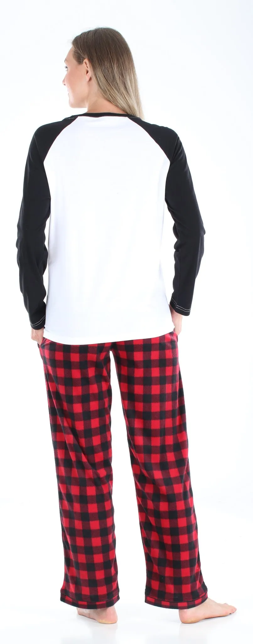 SleepytimePjs Christmas Family Matching Winter Fleece Deer Buffalo Plaid Pajamas