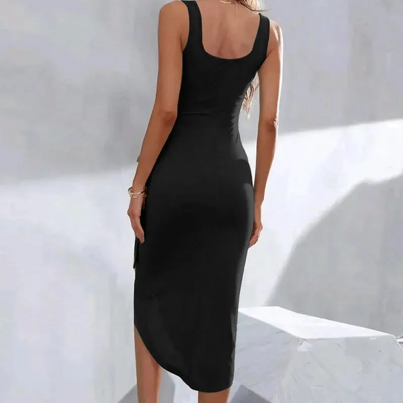 Sleeveless Pleated Casual Backless Split Beach Elegant Stylish Dress