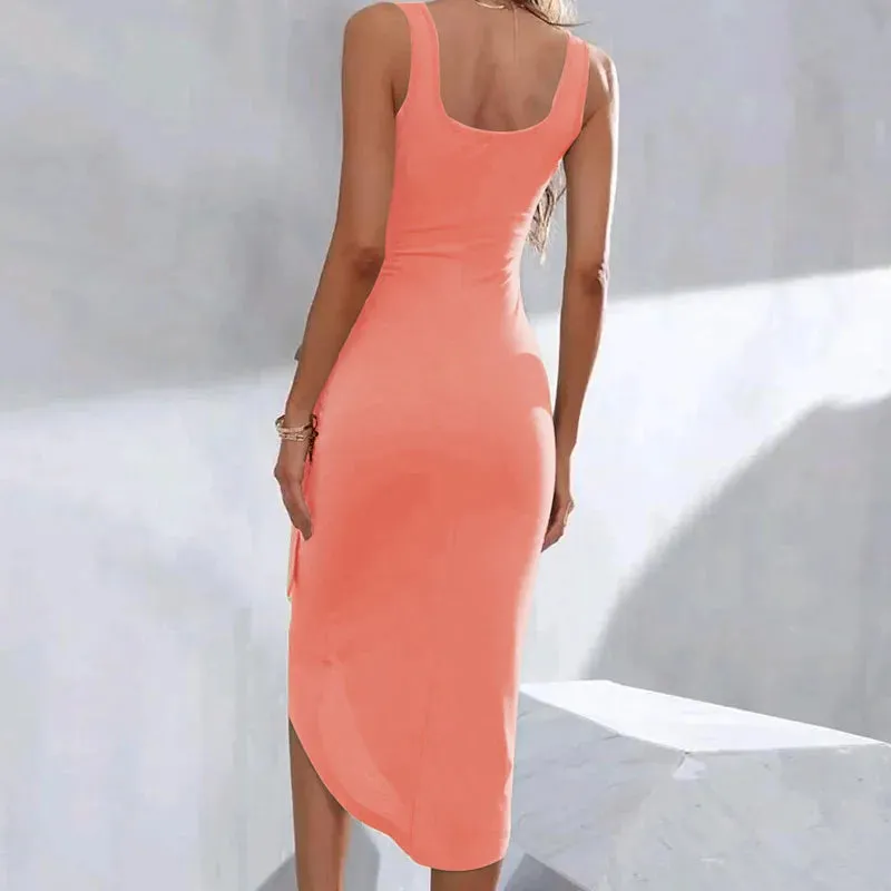 Sleeveless Pleated Casual Backless Split Beach Elegant Stylish Dress
