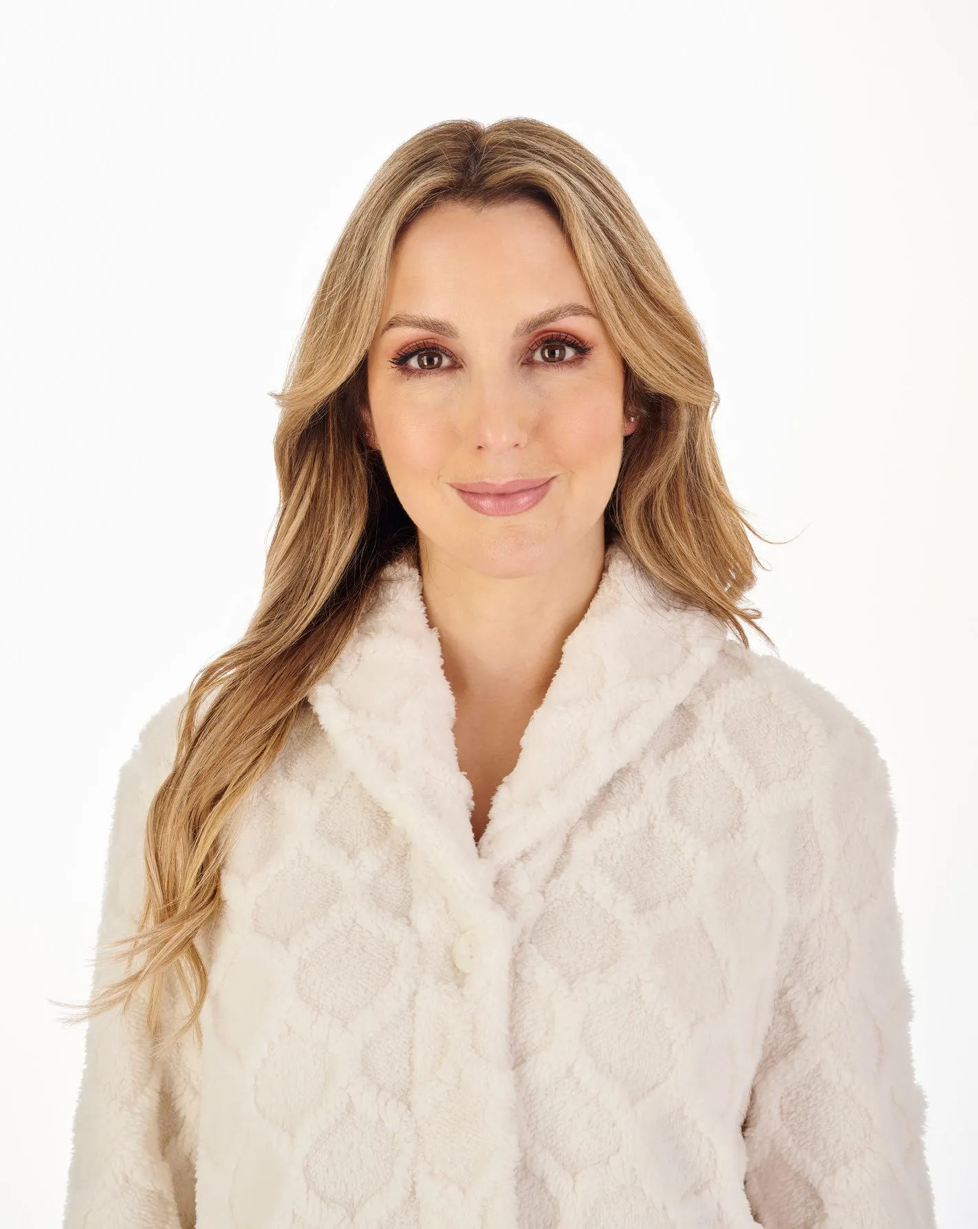 Slenderella Luxury Honeycomb Textured Full Button Front Dressing Gown