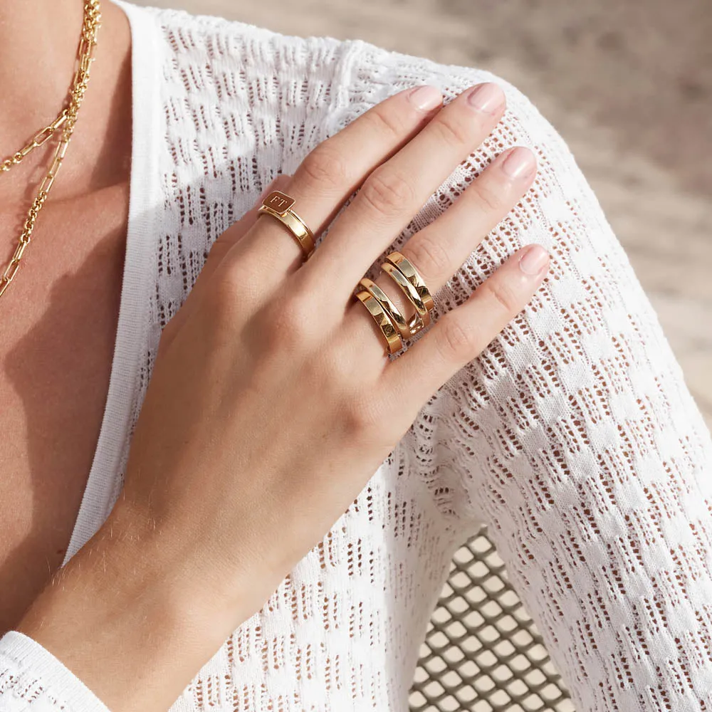 Slim Boyfriend Stacker Ring in Gold