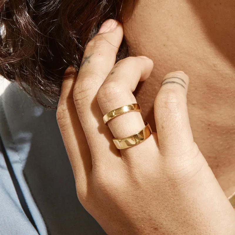 Slim Boyfriend Stacker Ring in Gold
