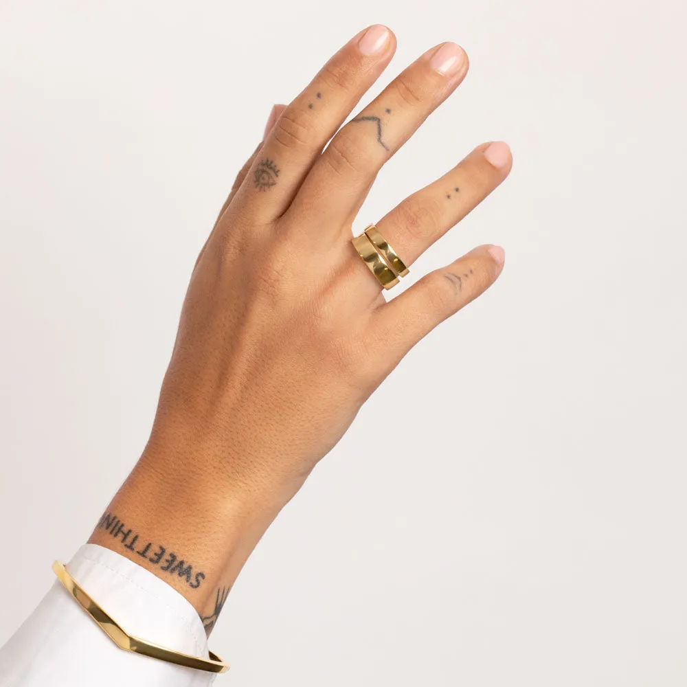 Slim Boyfriend Stacker Ring in Gold