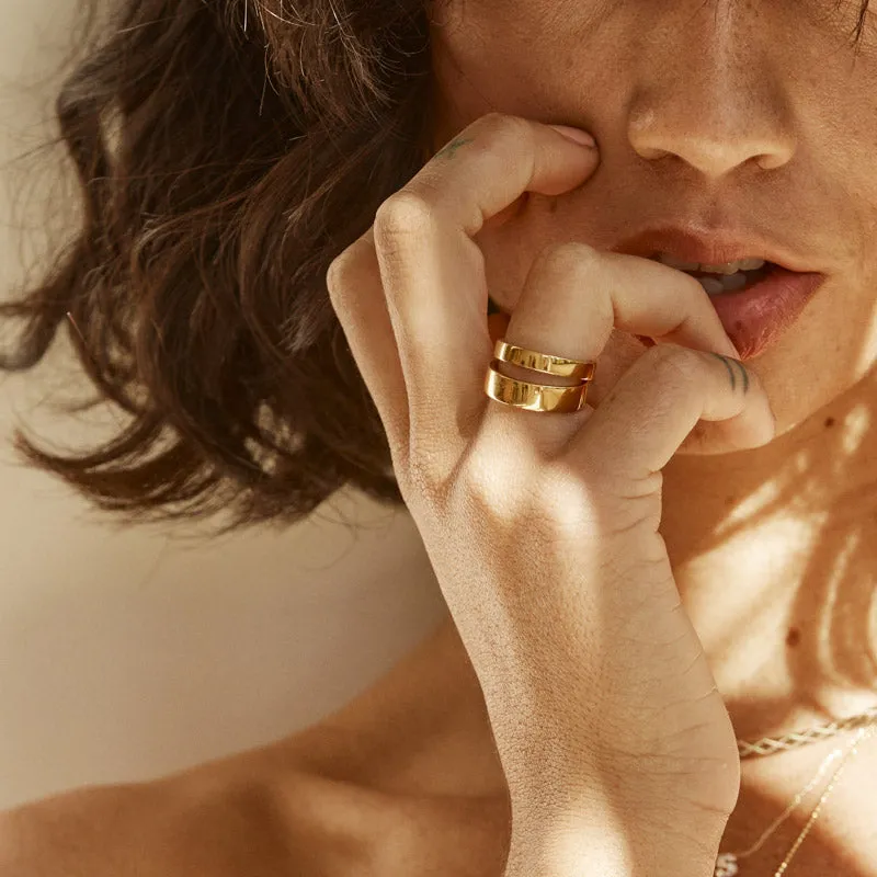 Slim Boyfriend Stacker Ring in Gold