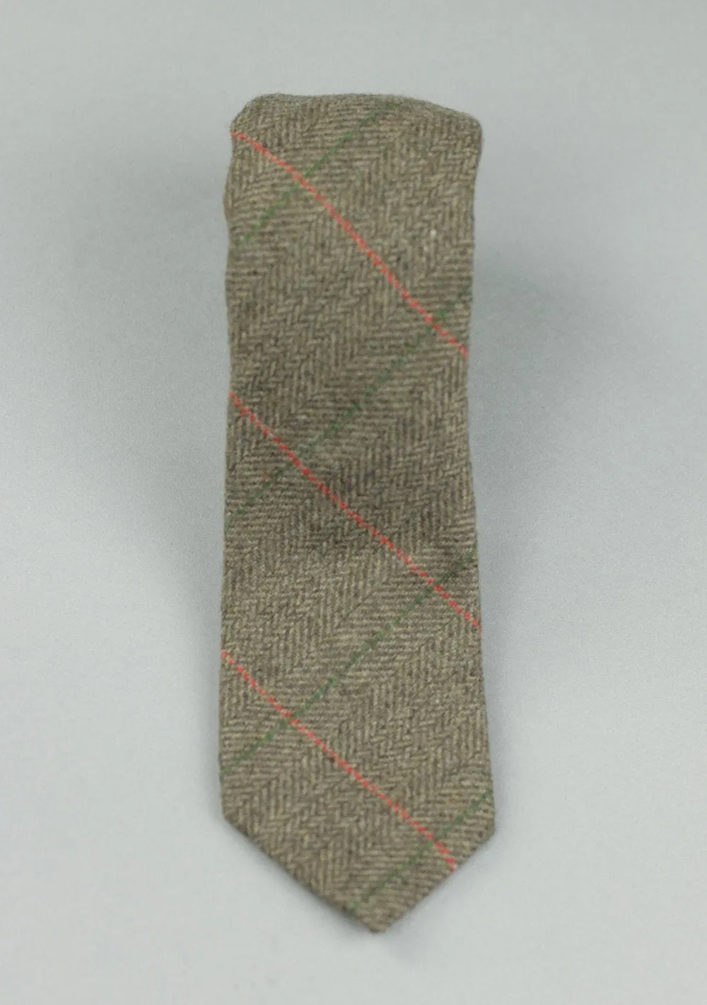 Slim Fit Brown Herringbone Neck Tie