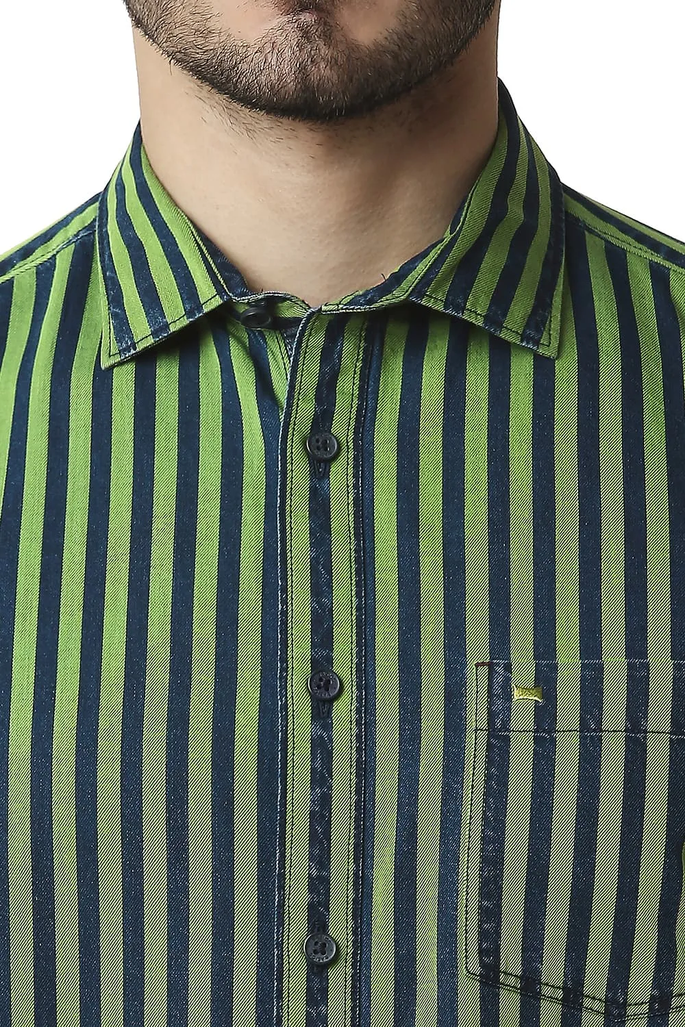 Slim Fit Indigo Stripe Halfsleeves Shirt