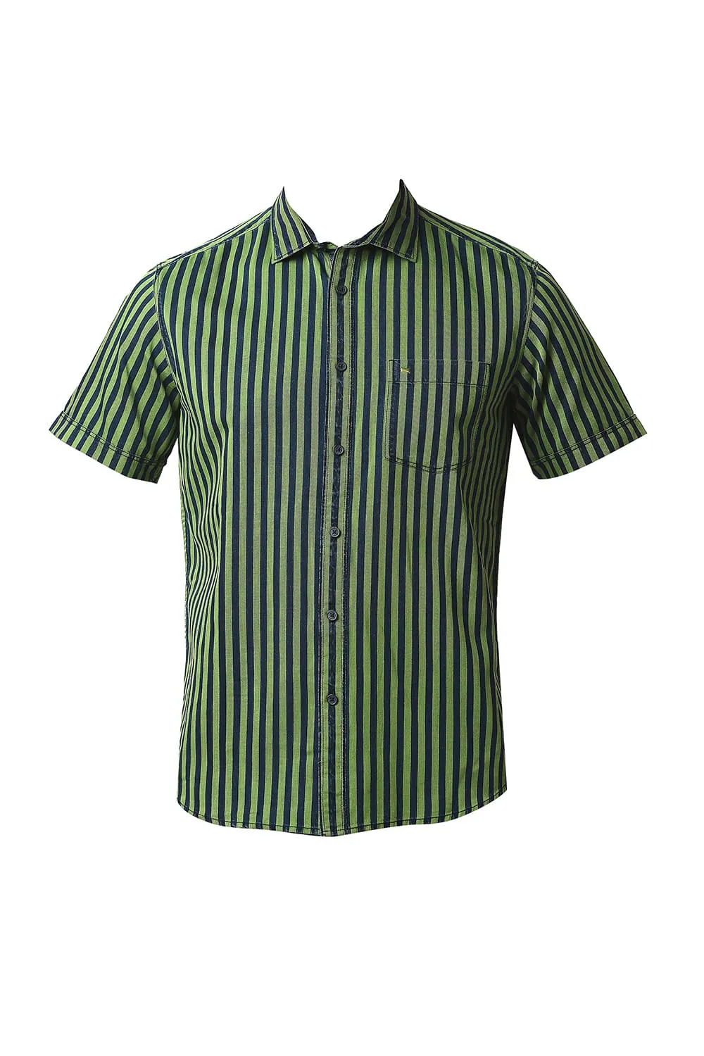 Slim Fit Indigo Stripe Halfsleeves Shirt