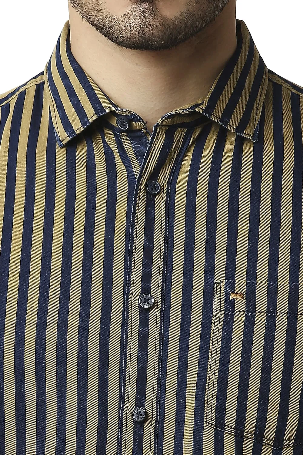 Slim Fit Indigo Stripe Halfsleeves Shirt