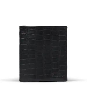 Slim Leather Wallet - Negro Cocodrilo/Negro