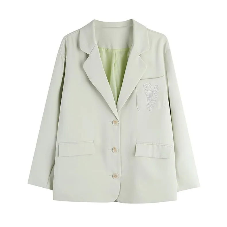 Slimming Embroidery Loose Fit Blazer