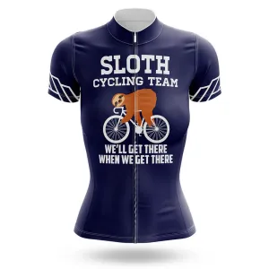Sloth Cycling Team Navy Women's Short Sleeve Cycling Jersey