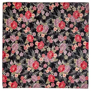 Small Black Floral Japanese Furoshiki