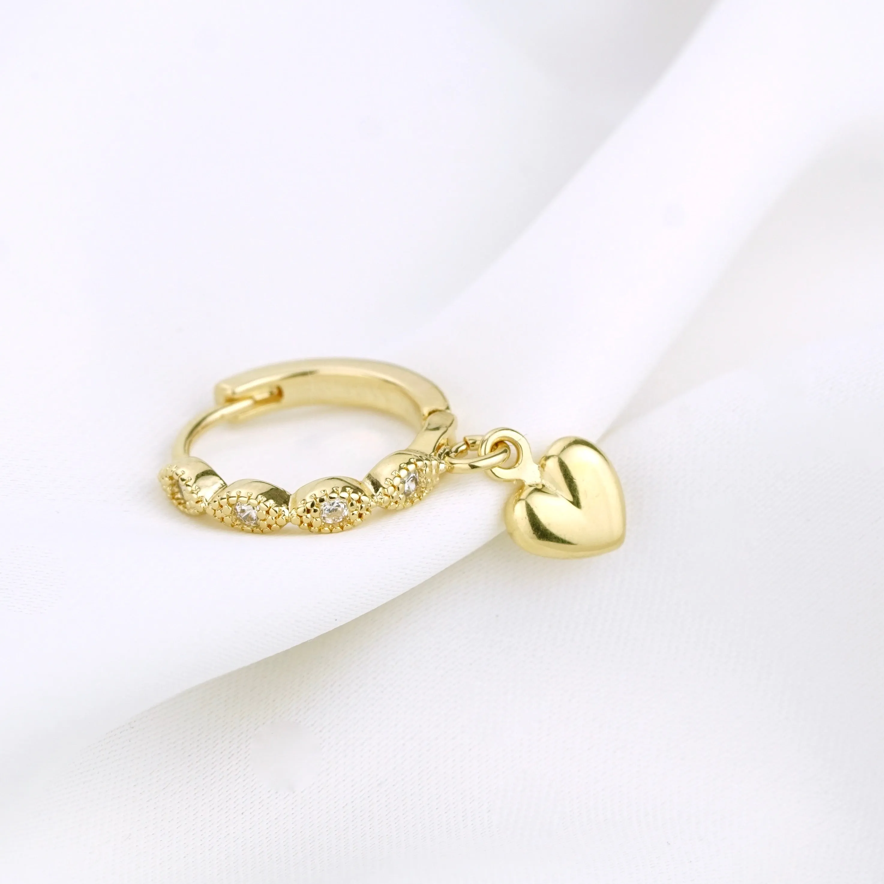 Small Heart Delicate Hoop Earring