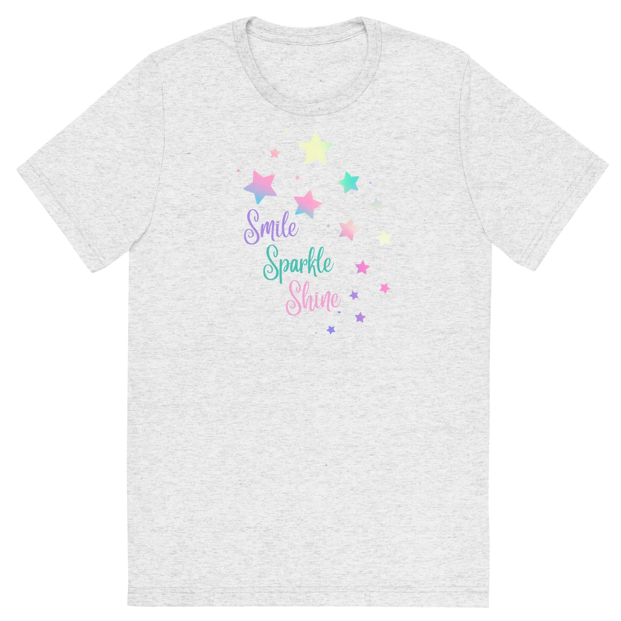 Smile Sparkle Shine Stars - Short sleeve t-shirt, comfy, soft, fitted look