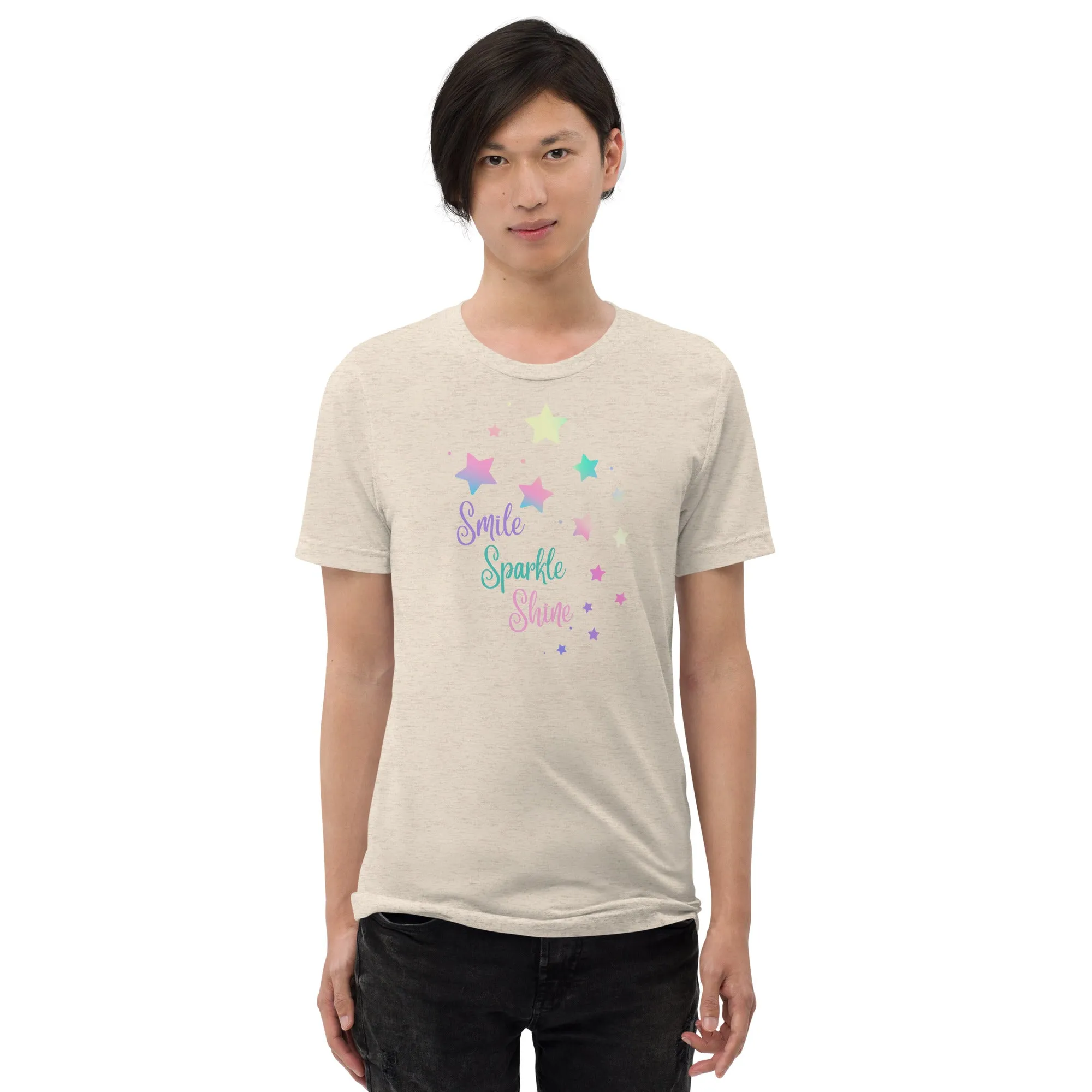 Smile Sparkle Shine Stars - Short sleeve t-shirt, comfy, soft, fitted look