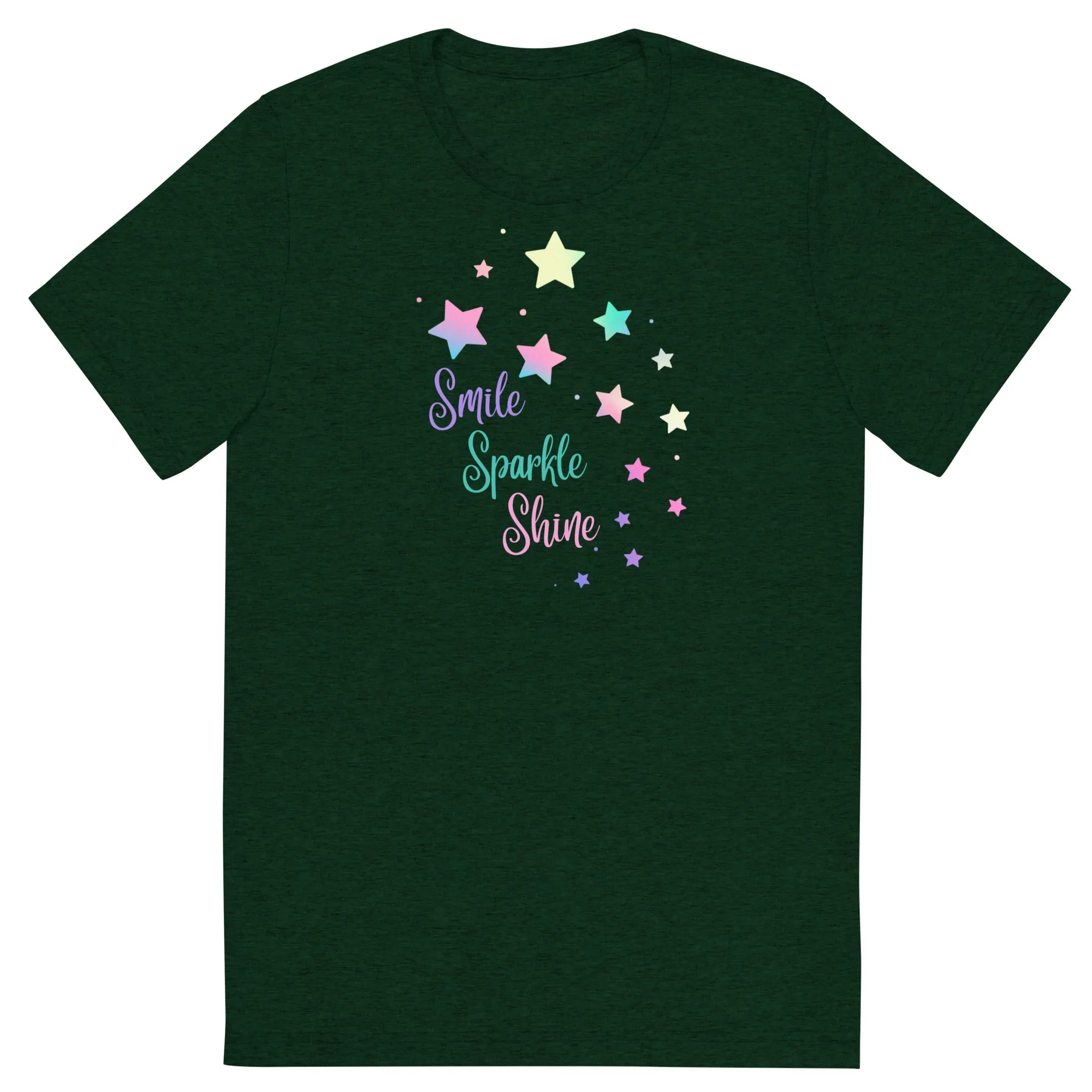 Smile Sparkle Shine Stars - Short sleeve t-shirt, comfy, soft, fitted look