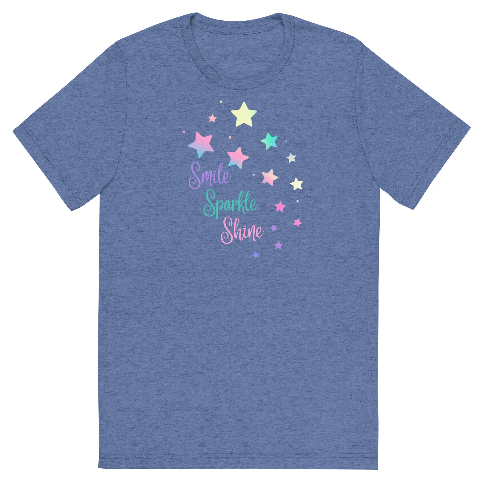 Smile Sparkle Shine Stars - Short sleeve t-shirt, comfy, soft, fitted look