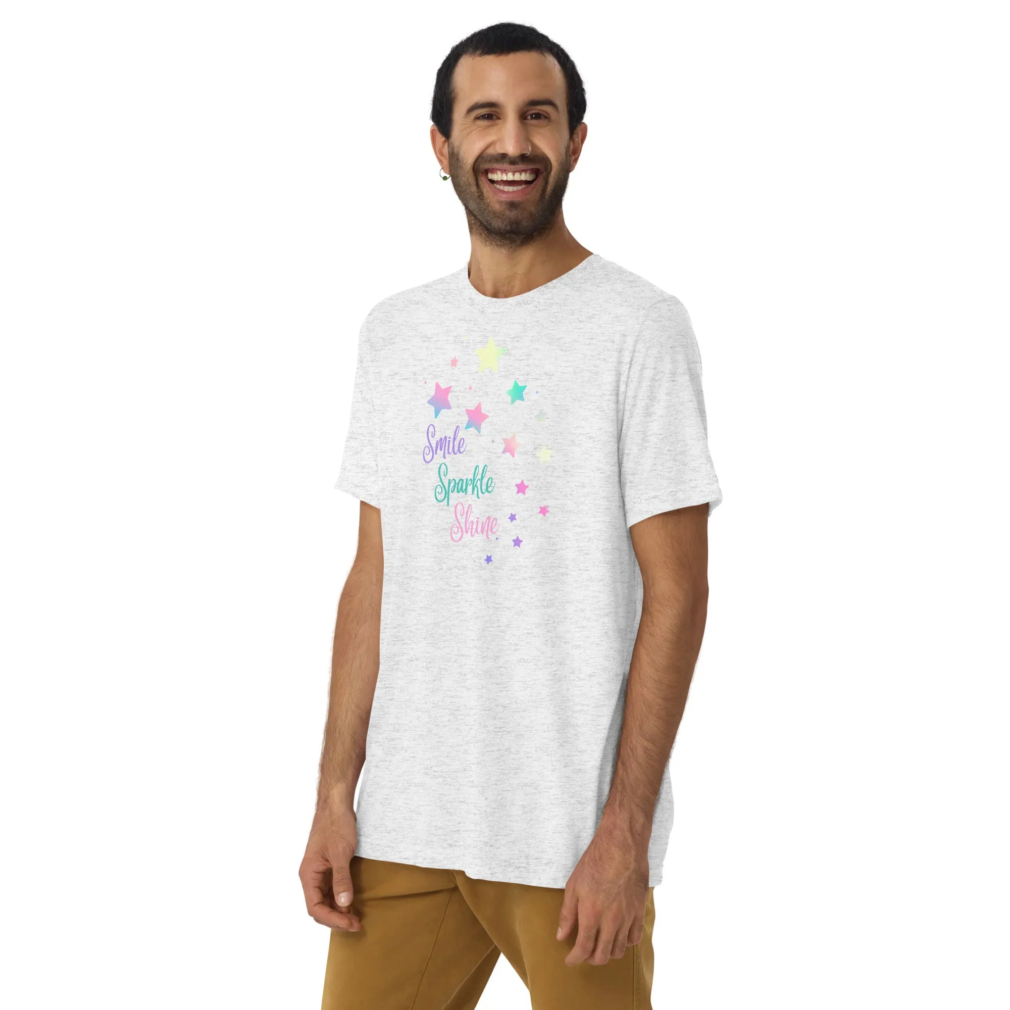 Smile Sparkle Shine Stars - Short sleeve t-shirt, comfy, soft, fitted look