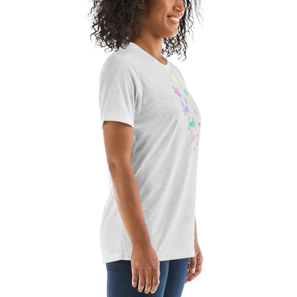 Smile Sparkle Shine Stars - Short sleeve t-shirt, comfy, soft, fitted look
